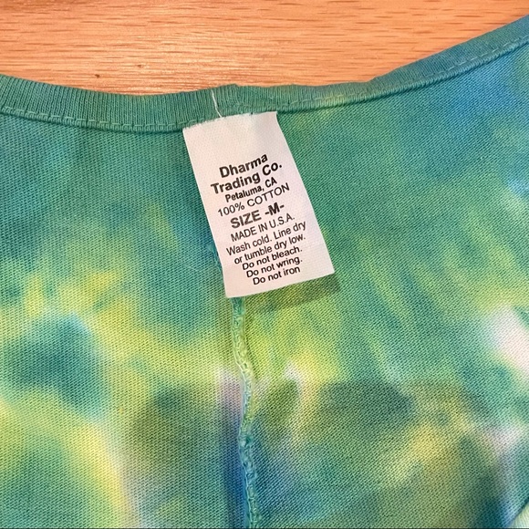 Hand tie dyed sleeveless dress yellow orange sunflower blue sky size M - Picture 5 of 7